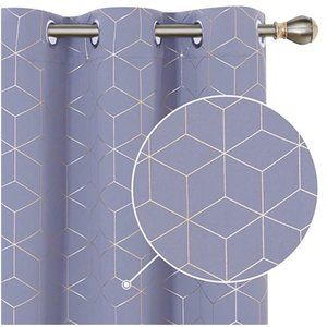 Cute periwinkle and gold black out curtains!